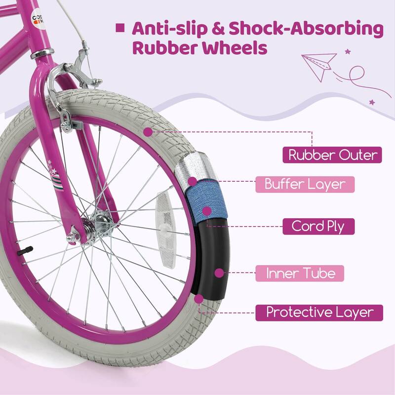 Costway 12”/14”/16”/18” Kids Bicycle with Dual Brake System Adjustable