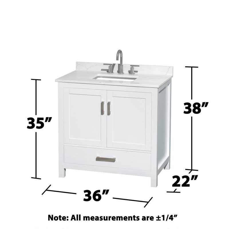Sheffield 36-inch Single Vanity, 3 Hole Quartz Top