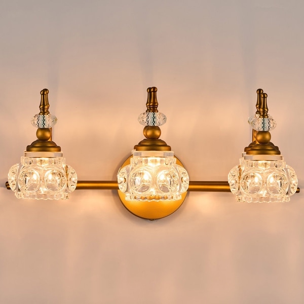 CO-Z 3 Light Vintage Vanity Light with Flower Crystal Glass Shades