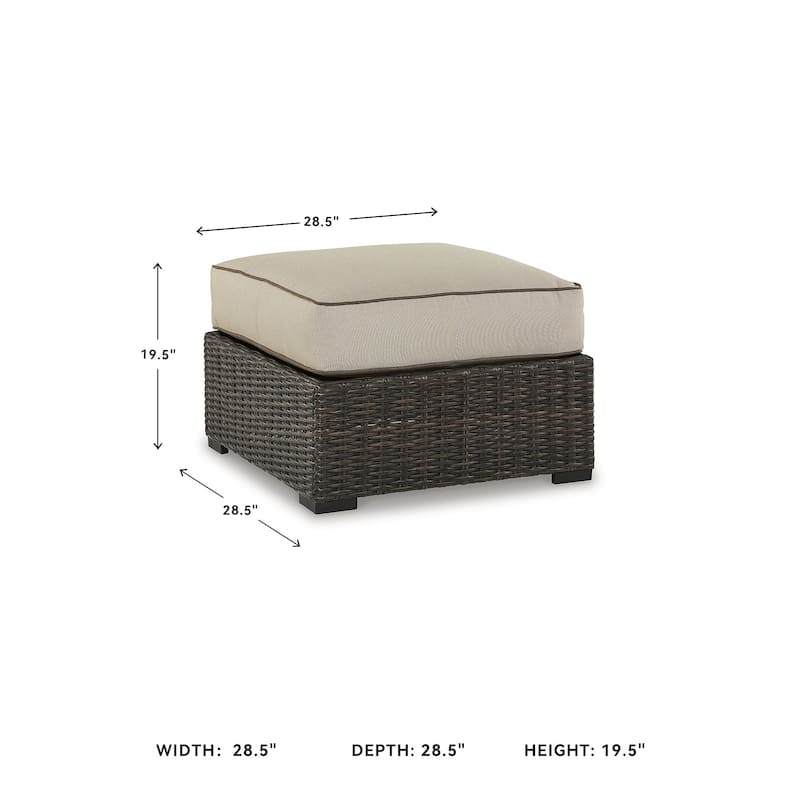 Signature Design by Ashley Coastline Bay Brown Outdoor Ottoman with Cushion - 28.5" W x 28.5" D x 19.5" H