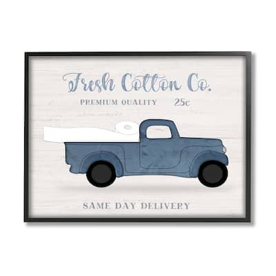 Stupell Fresh Cotton Co. Vintage Blue Truck Toilet Paper Framed Wall Art - Off-White