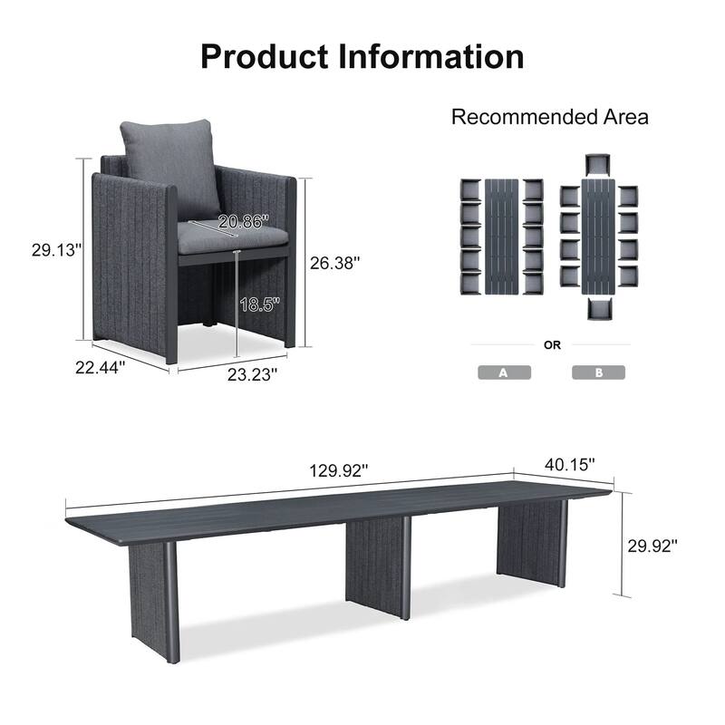 PURPLE LEAF Sanori Patio outdoor Dining Set Modern Large Weather-Resistant Aluminum for Garden Backyard Kitchen