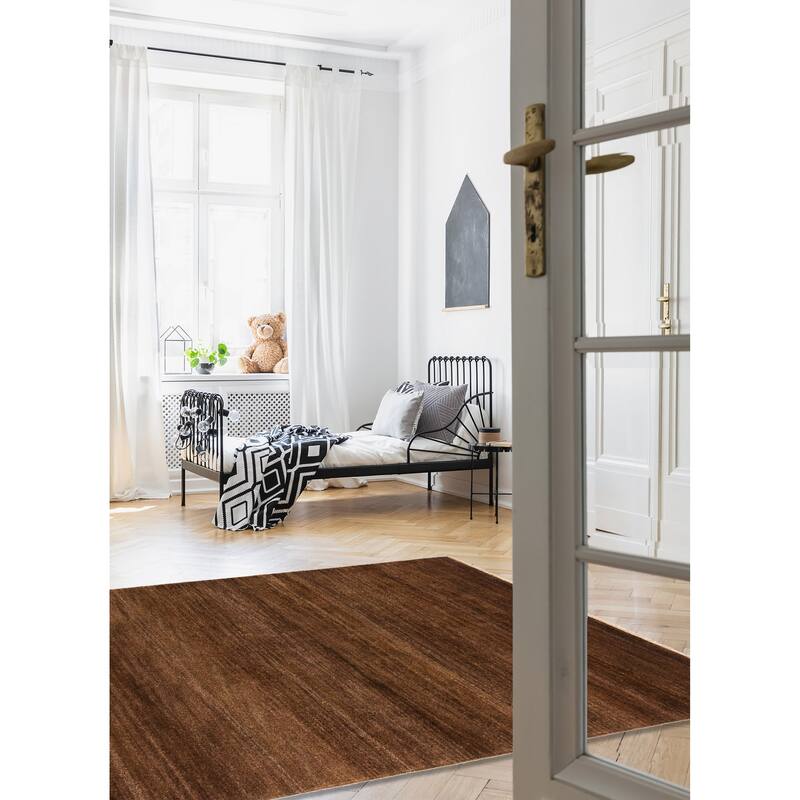 ECARPETGALLERY Hand-knotted Pak Finest Gabbeh Dark Brown Wool Rug - 4'1 x 5'11