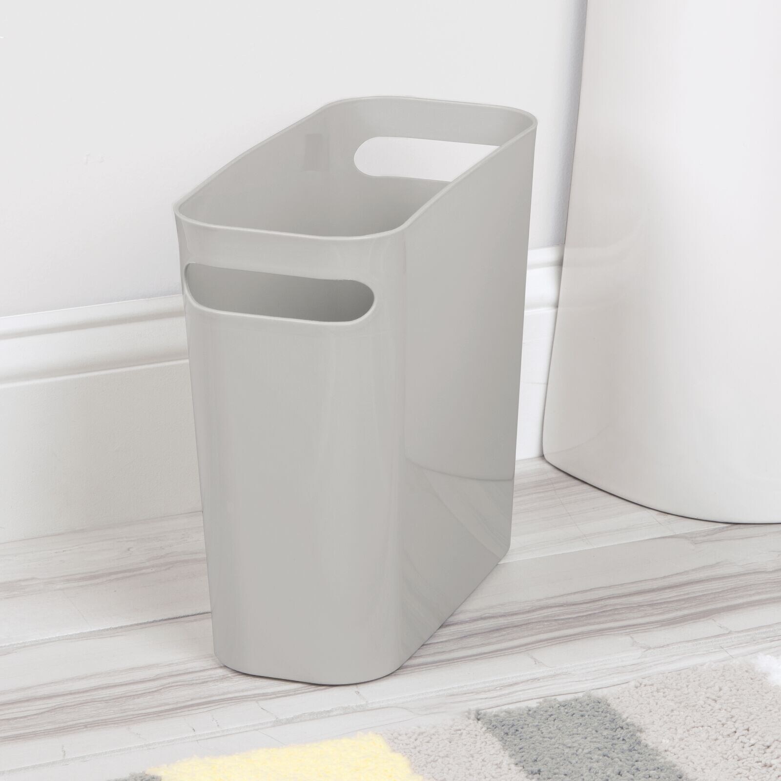 Mdesign Slim Plastic Rectangular Small Trash Can Wastebasket Garbage Container 