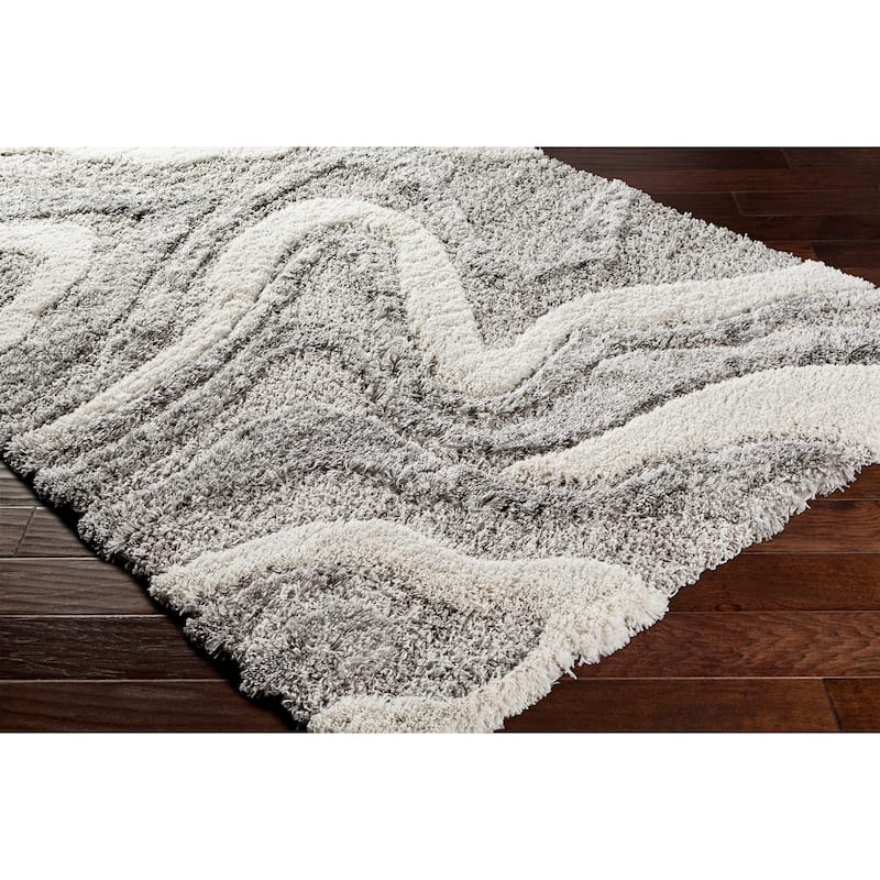 Livabliss Corinne Modern Swirl Plush Shag Area Rug