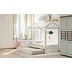 preview thumbnail 8 of 7, Creative House-Shaped Platform Bed with Trundle and Roof Design for Kids