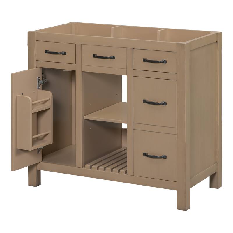 36" Solid Wood Frame Bathroom Cabinet