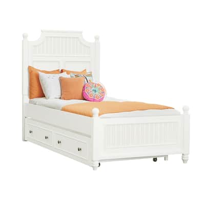 Savannah Twin Poster Bed with Trundle - White Finish