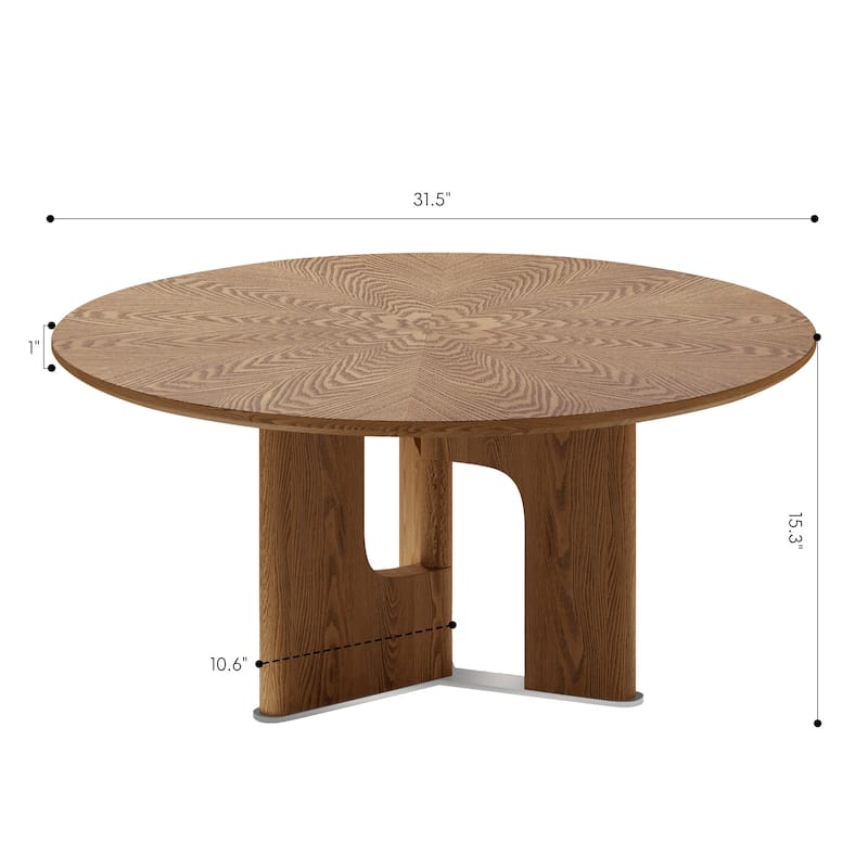 Rustic-Style Coffee Table Medieval Modern Coffee Table Round Coffee Table with Ash Veneer, for Living Rooms