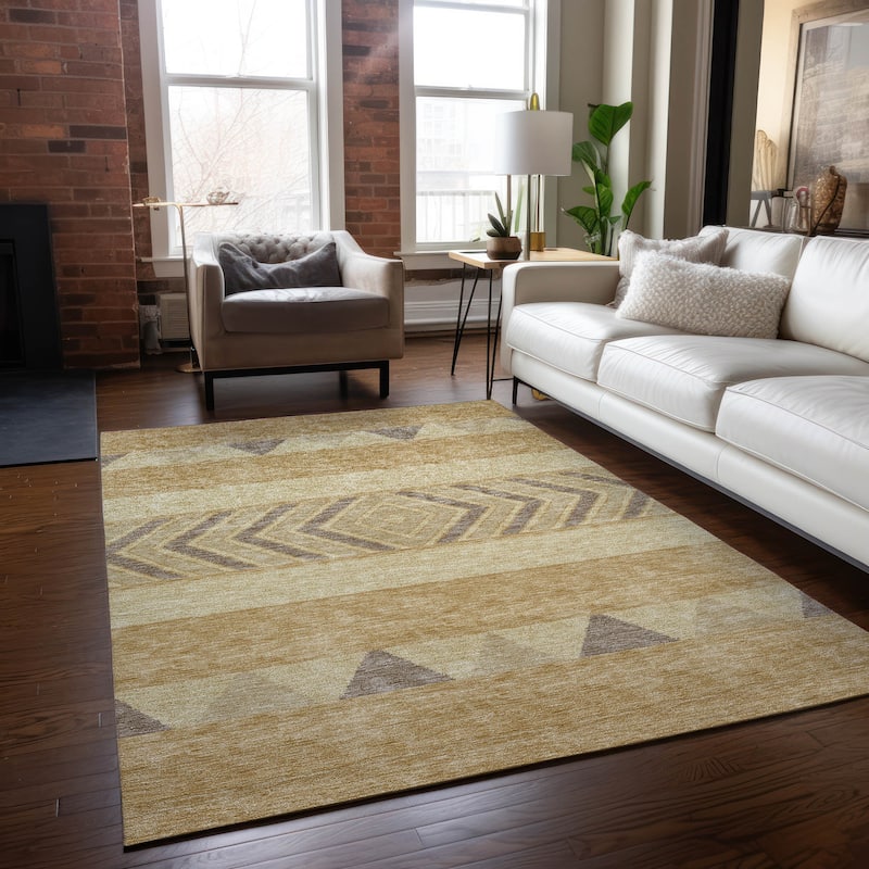 Machine Washable Indoor/ Outdoor Global Boho Chantille Rug