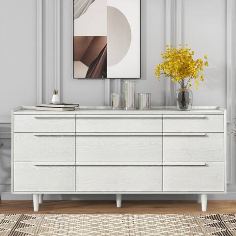 Modern 9-Drawer Dresser with 5 Solid Wood Legs