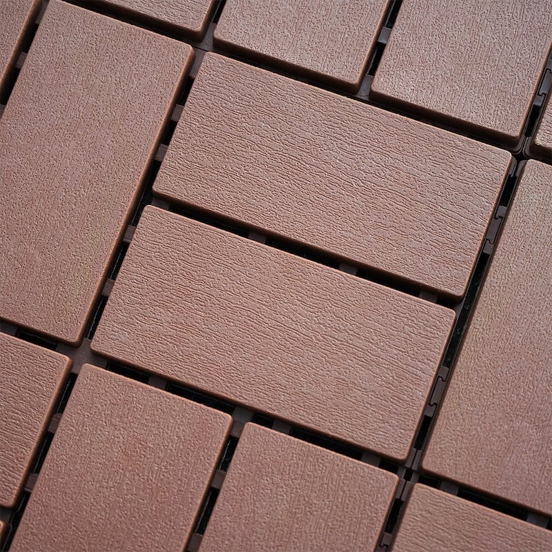 1 ft. x 1 ft. Outdoor Patio Deck Tiles, Garage Floor Tiles(Box of 44) - Brown 2