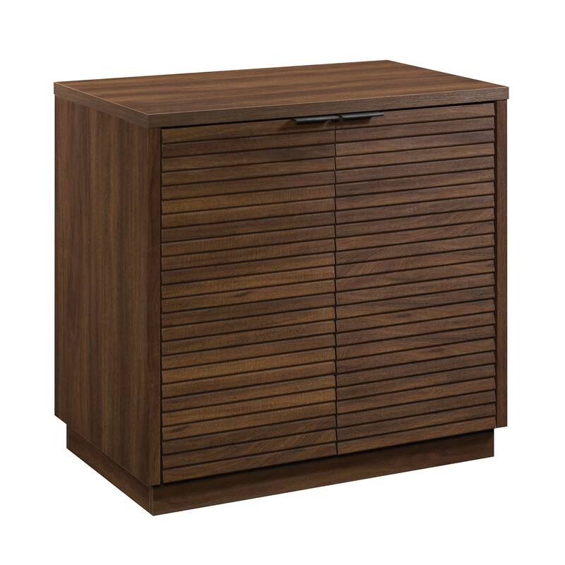 Anmytek Brown Slatted Door Storage Cabinet Modern Living Room and Dining Room Organizer - Brown