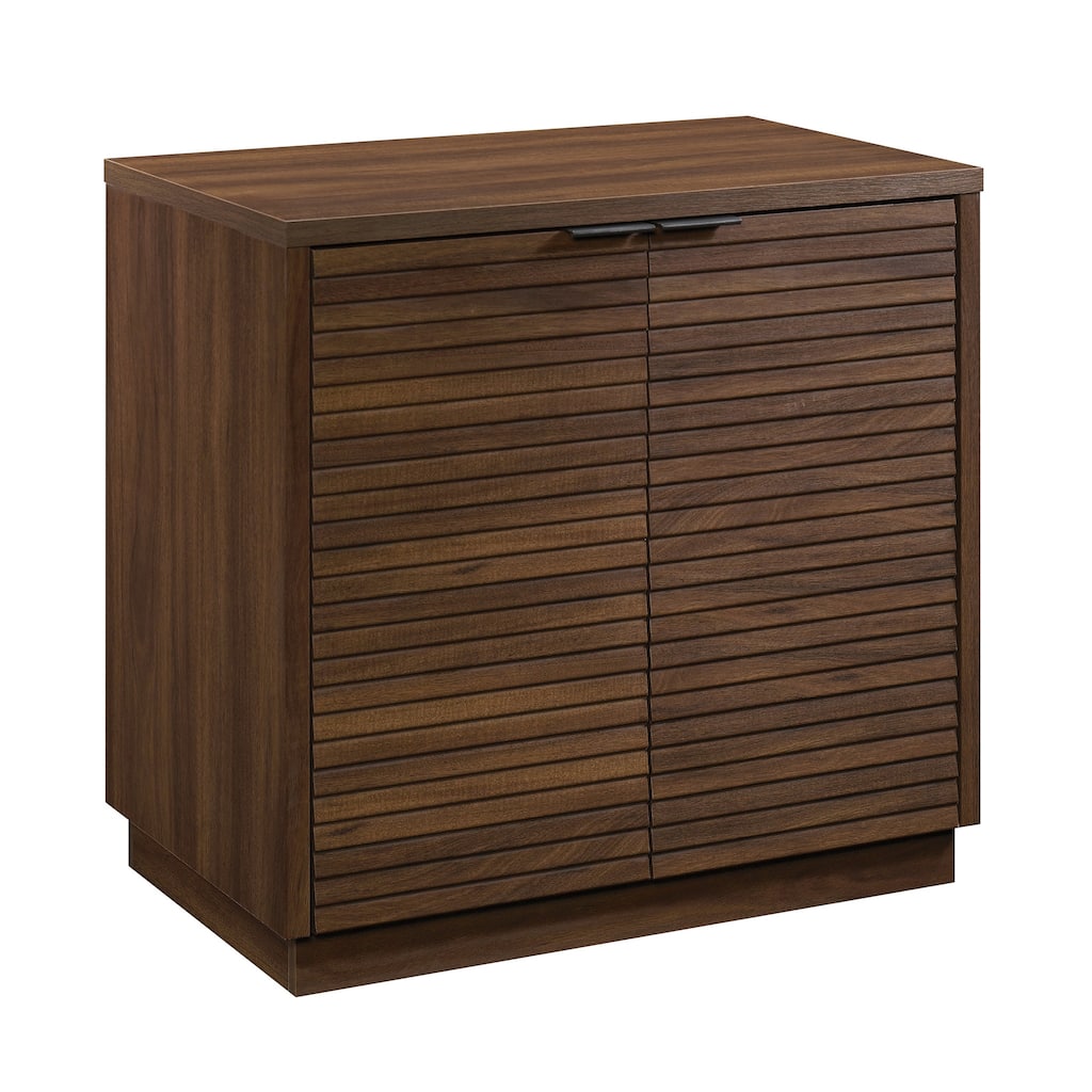 Anmytek Brown Slatted Door Storage Cabinet Modern Living Room and Dining Room Organizer