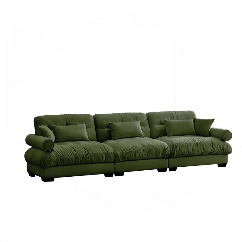 Luxurious Oversize Velvet Sofa with Multiple Pillows for Supreme Comfort