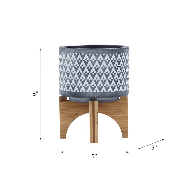 Sagebrook Home Elegant Ceramic Planter on Wooden Stand - Perfect for Modern Home Decor and Plant Lovers