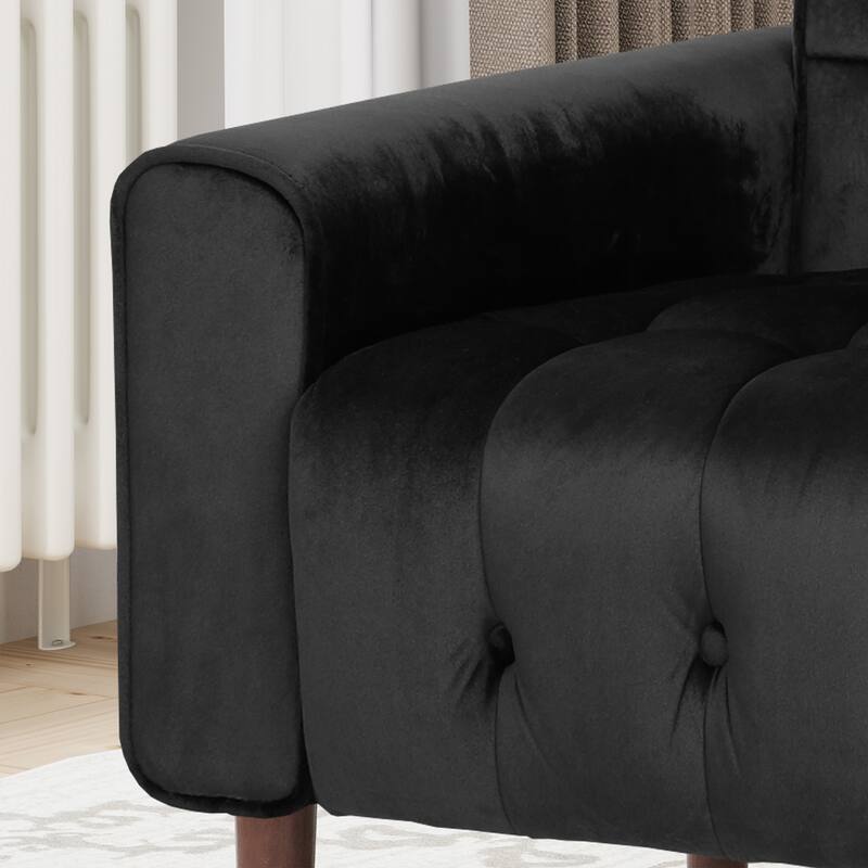 Black 33" Velvet Button Tufted Arm Chair