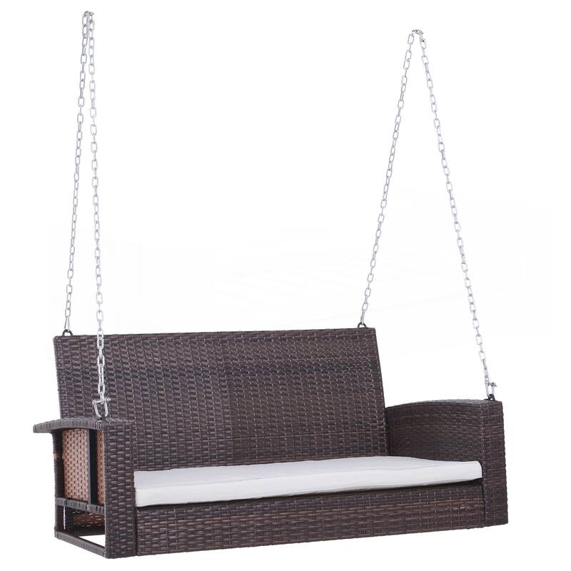 Outsunny 2 Person Wicker Hanging Swing Bench