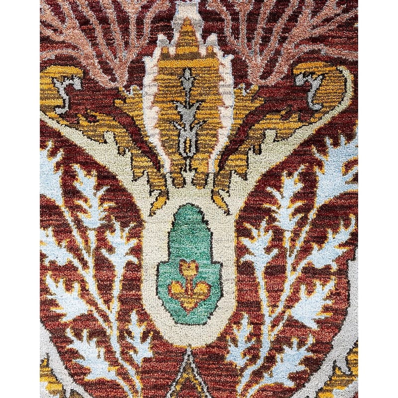 Ikat One-of-a-Kind Hand-Knotted Area Rug, Red - 9' 1" x 12' 4"