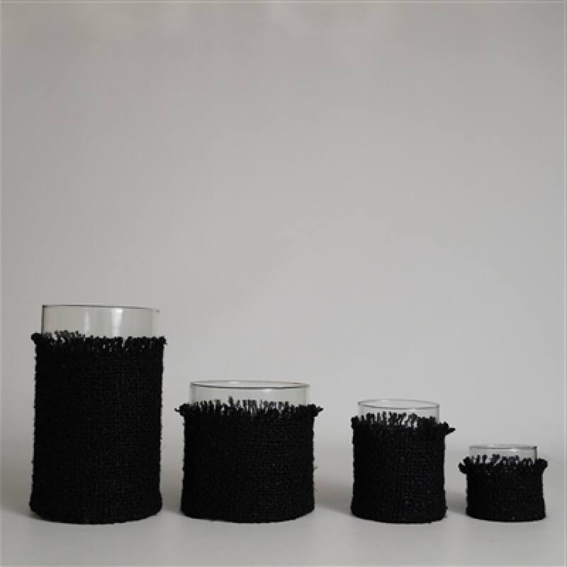 Textured Glass Votive Candle Holder - 3" - Gray