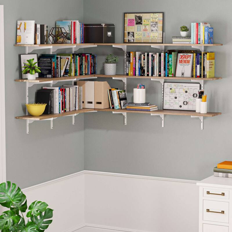 Wallniture Turin 48" Wall Mounted Shelves with Adjustable Brackets, Floating Bookshelves for Office & Living Room, 2,3 or 4 Tier