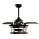 preview thumbnail 4 of 5, Industrial 3-Blade 3-Light Black and Brown Retractable Caged Ceiling Fan with Light Kit and Remote - 36 Inches