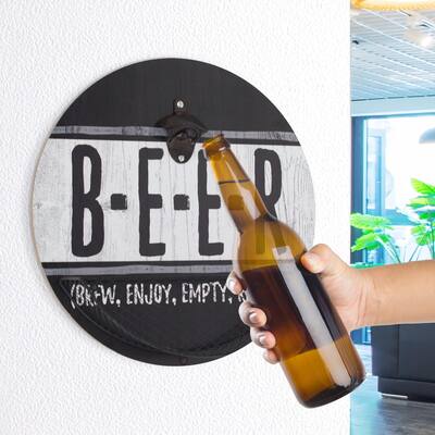 Vintage-Inspired 'B-E-E-R' Bottle Opener & Cap Catcher - 14"