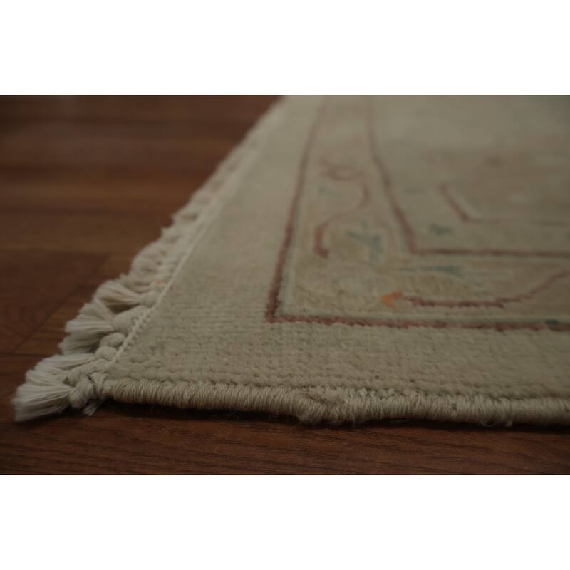 Hand Knotted Oriental 100% Wool Carpet Traditional Geometric Beige & Ivories Ziegler Area Rug - 13' 4'' X 9' 10''