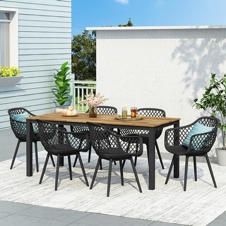 Poppy Outdoor Wood and Resin Outdoor 7 Piece Dining Set by Christopher Knight Home