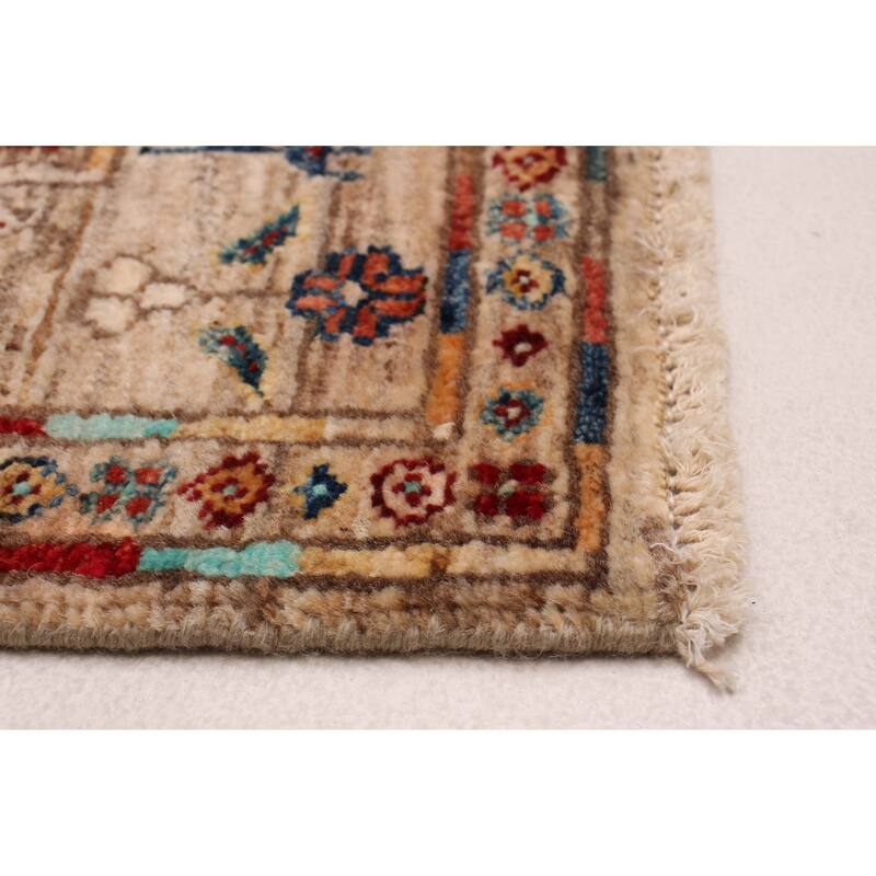 ECARPETGALLERY Hand-knotted Modern Ersari Beige Wool Rug - 2'8 x 9'10