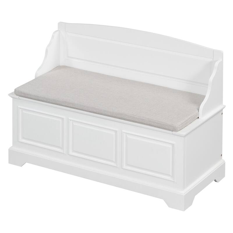 Retro Shoe Storage Bench with Safe Soft-Close Devices, Storage Chest with Hidden Storage and Cushion for Entryway, Hallway