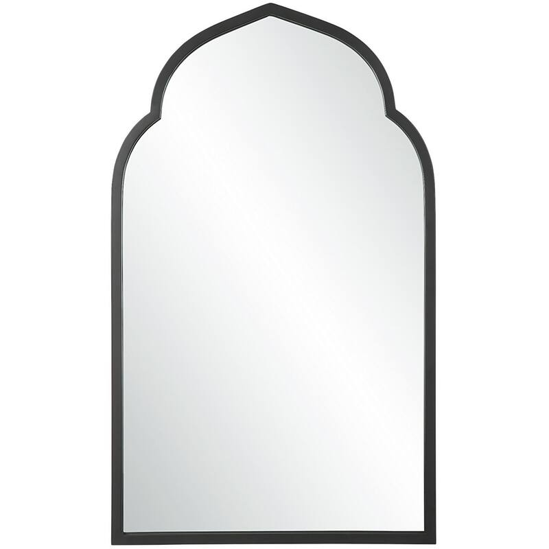 Uttermost 09746 Kenitra 24" W x 40" H Arched Framed Bathroom Mirror - Matte Black
