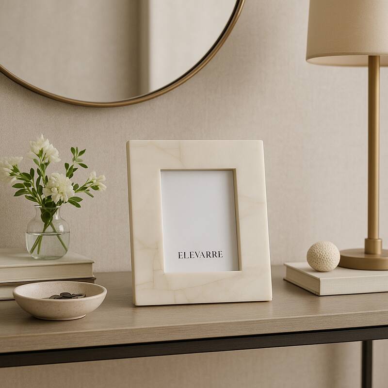 Quartz Rectangular Decorative Photo Frame - White - 10.0"