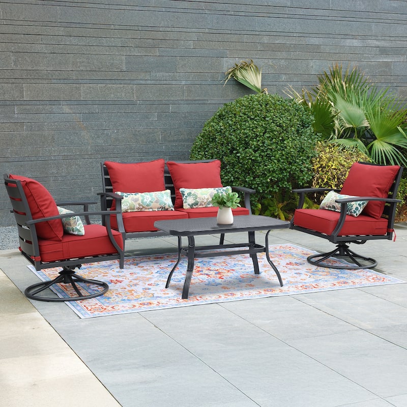 Aoodor 22'' x 24'' Outdoor Deep Seat Chair Cushion Set(Set of 2 Seats, 2 Backs, 2 Pillows） - N/A