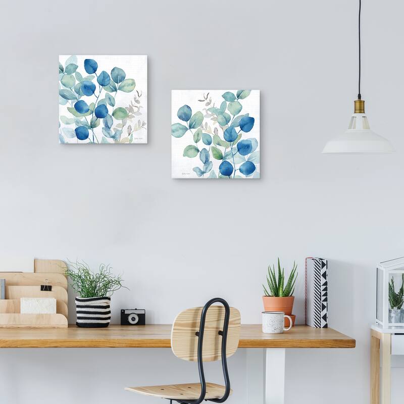 Eucalyptus Leaves Navy I, Eucalyptus Leaves Navy II by Cynthia Coulter Canvas Art Prints