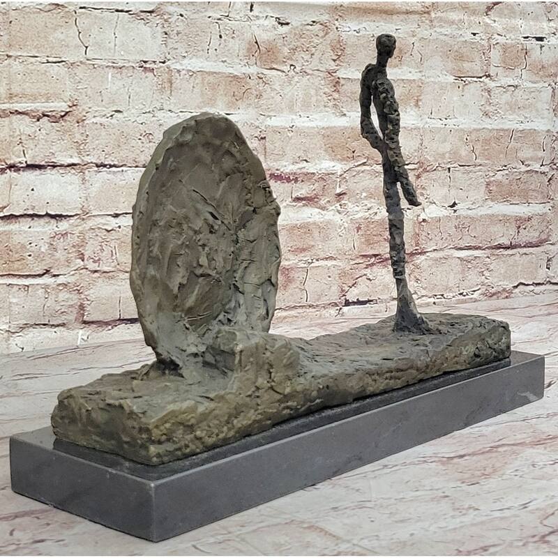 Handcrafted Gia 100 Percent Real Bronze Sculpture Woman And Wheel Clic Artwork Statue