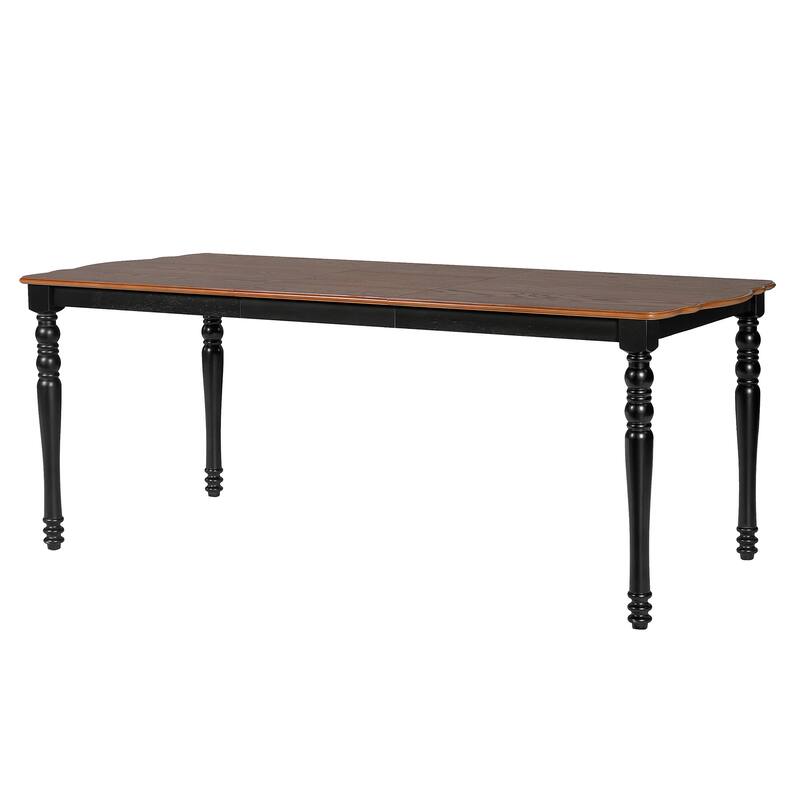 Roomfitters 7-Piece Extendable Dining Table Set, 60-78 Inch Farmhouse Wood Table with Leaf & 6 Upholstered Chairs