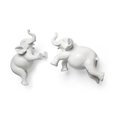Maynard Set of 2 White Elephant Wall Decorations