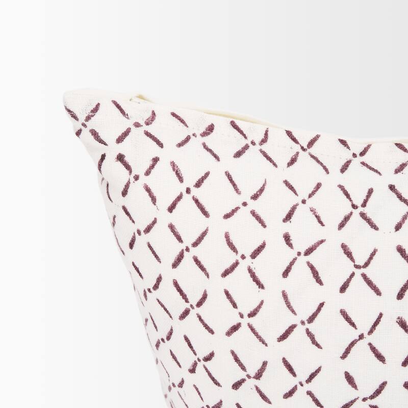 Jayden Cream w/ Merlot Print Linen Lumbar Decorative Pillow Cover