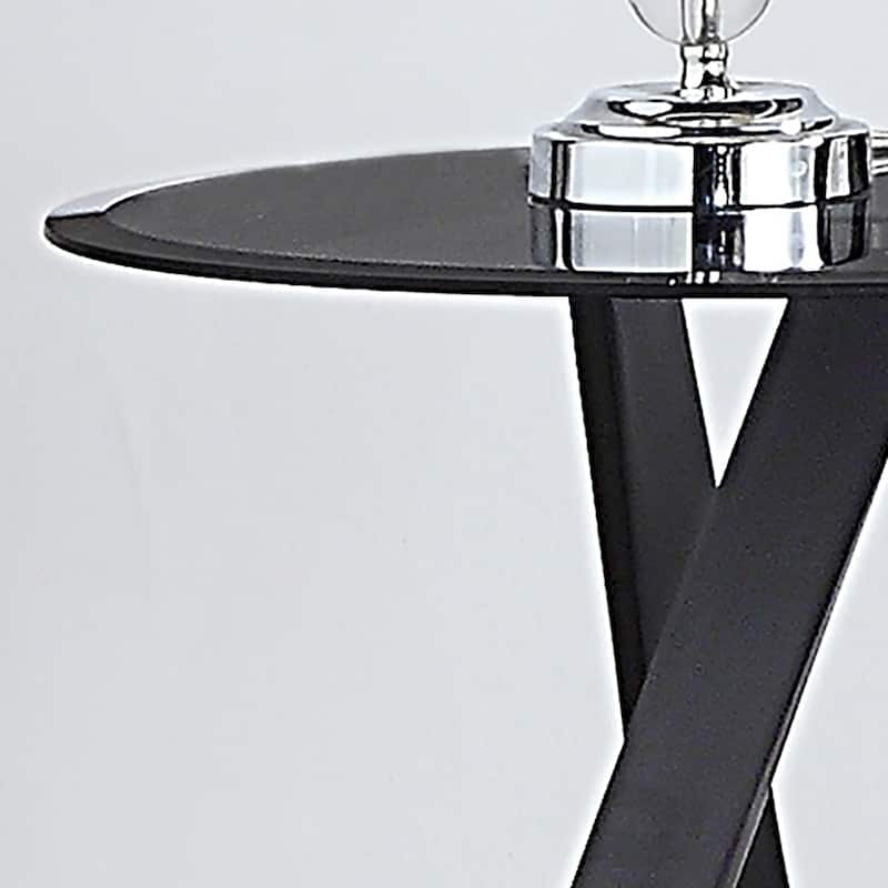 Scort Contemporary Grey 24-inch Glass Top Side Table by Furniture of America