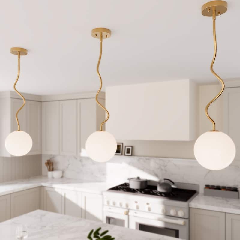 Acroma Globe Pendant with White Jade Glass