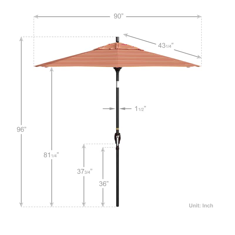 California Umbrella 7.5' Round Crank Lift Push Button Tilt Bronze Aluminum Patio Umbrella with Sunbrella Cilantro Fabric