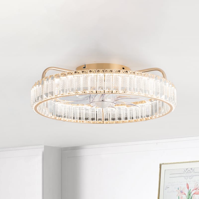 20-In LED Rosa Gold Chandelier Ceiling Fan with Light Remote(7-blade) - Style-1