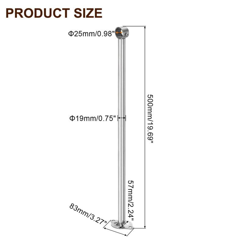 3 Set Ceiling Mount Curtain Rod Bracket - Silver - Fit 0.98" - 19.69"L