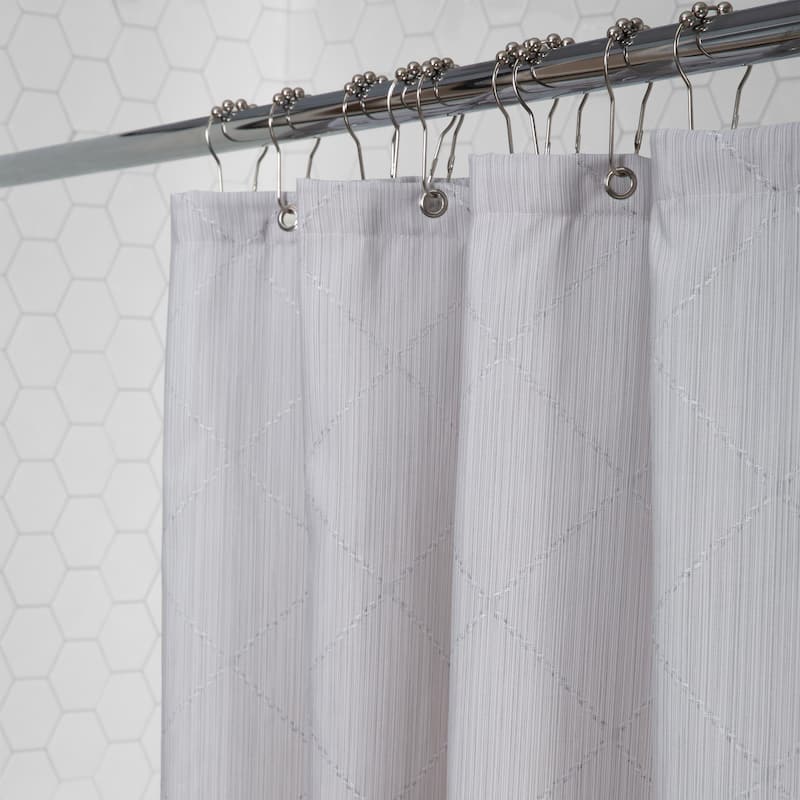 Elle Décor Jacquard Weave Diamond Design Shower Curtain in Grey