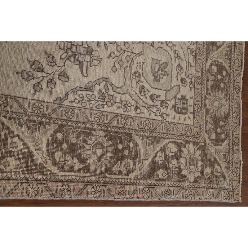 Antique Distressed Tabriz Persian Rug Handmade Wool Carpet - 6'5" x 9'3"