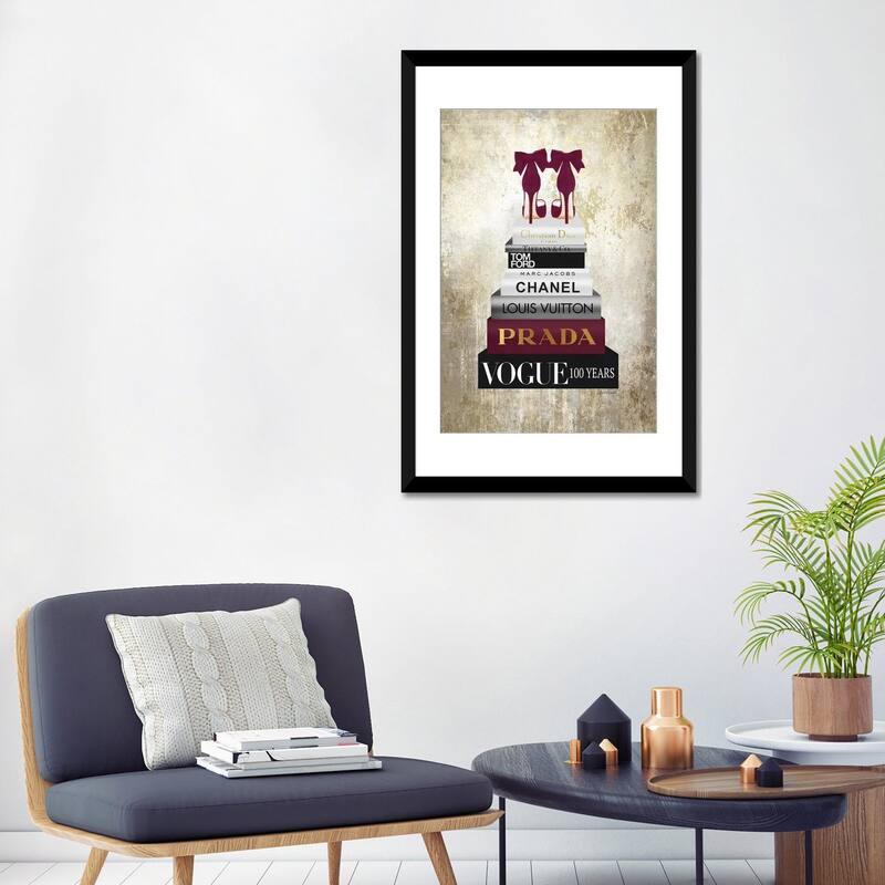 iCanvas "Tall Book Stack With Burgundy Shoes & Gold Background" by Amanda Greenwood