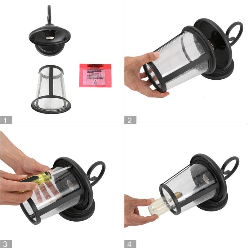 Veikous 1-light Modern Farmhouse Black Outdoor Sconces Dimmable Wall Lighting