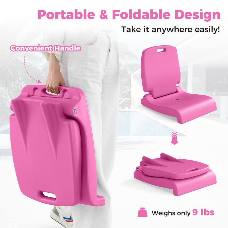 Gymax 2PCS Poolside Chairs for Edge of Pool Foldable Outdoor Pool
