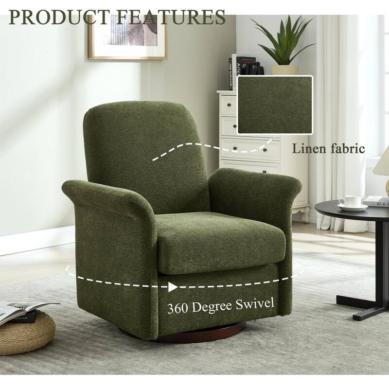 Modern Barrel Armchair with Wood Base for Bedroom